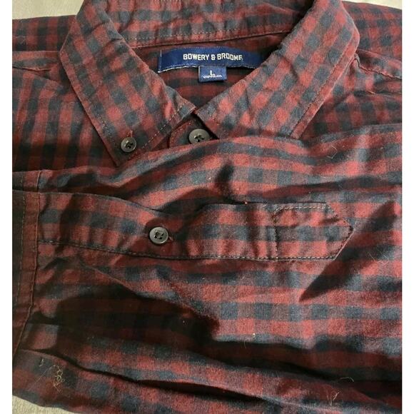 Bowery & Broome Shirt Mens L Red Blue Plaid Button Down Long Sleeve Casual - Picture 2 of 4